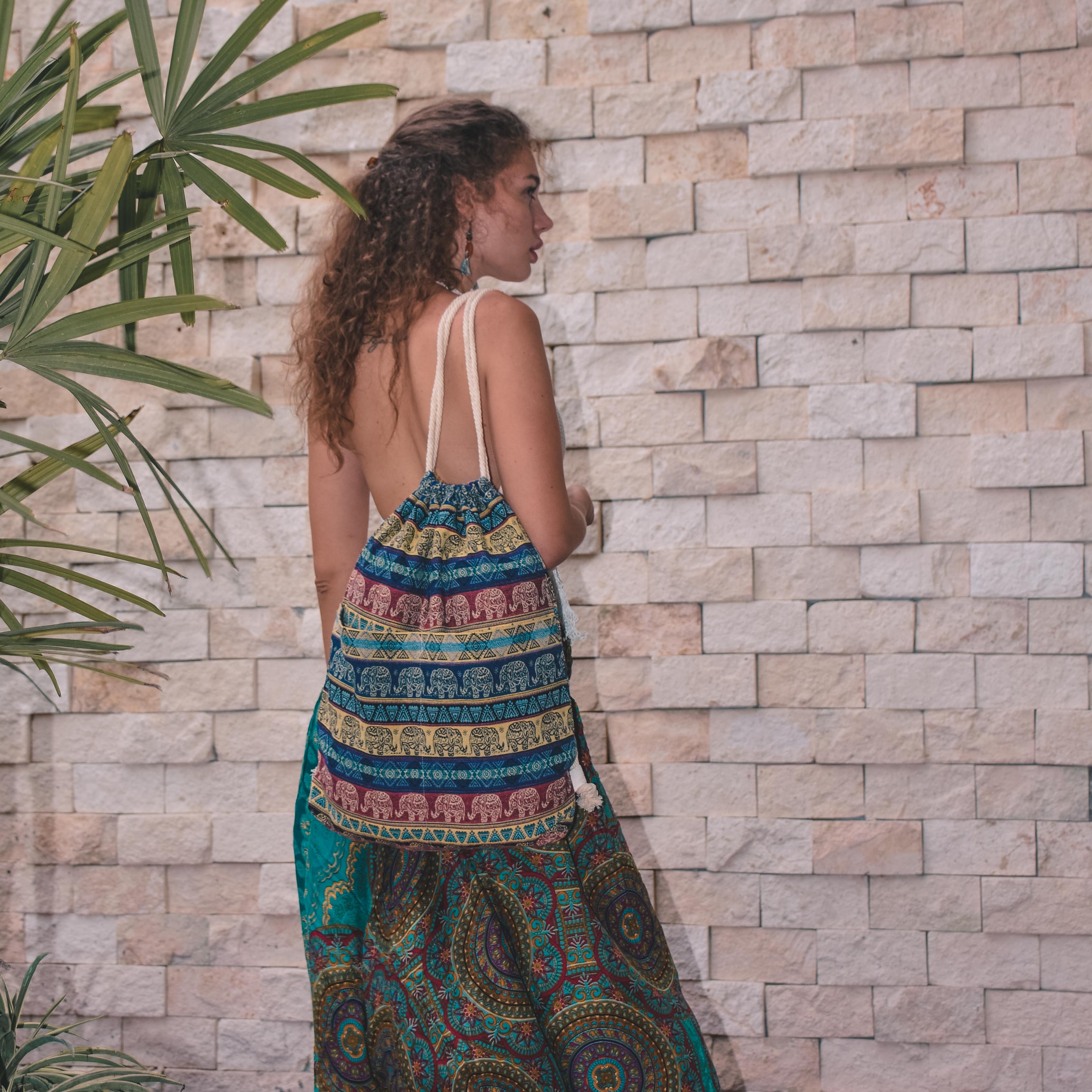 SAVANNA DRAWSTRING BAG Elepanta Travel Bags - Buy Today Elephant Pants Jewelry And Bohemian Clothes Handmade In Thailand Help To Save The Elephants FairTrade And Vegan