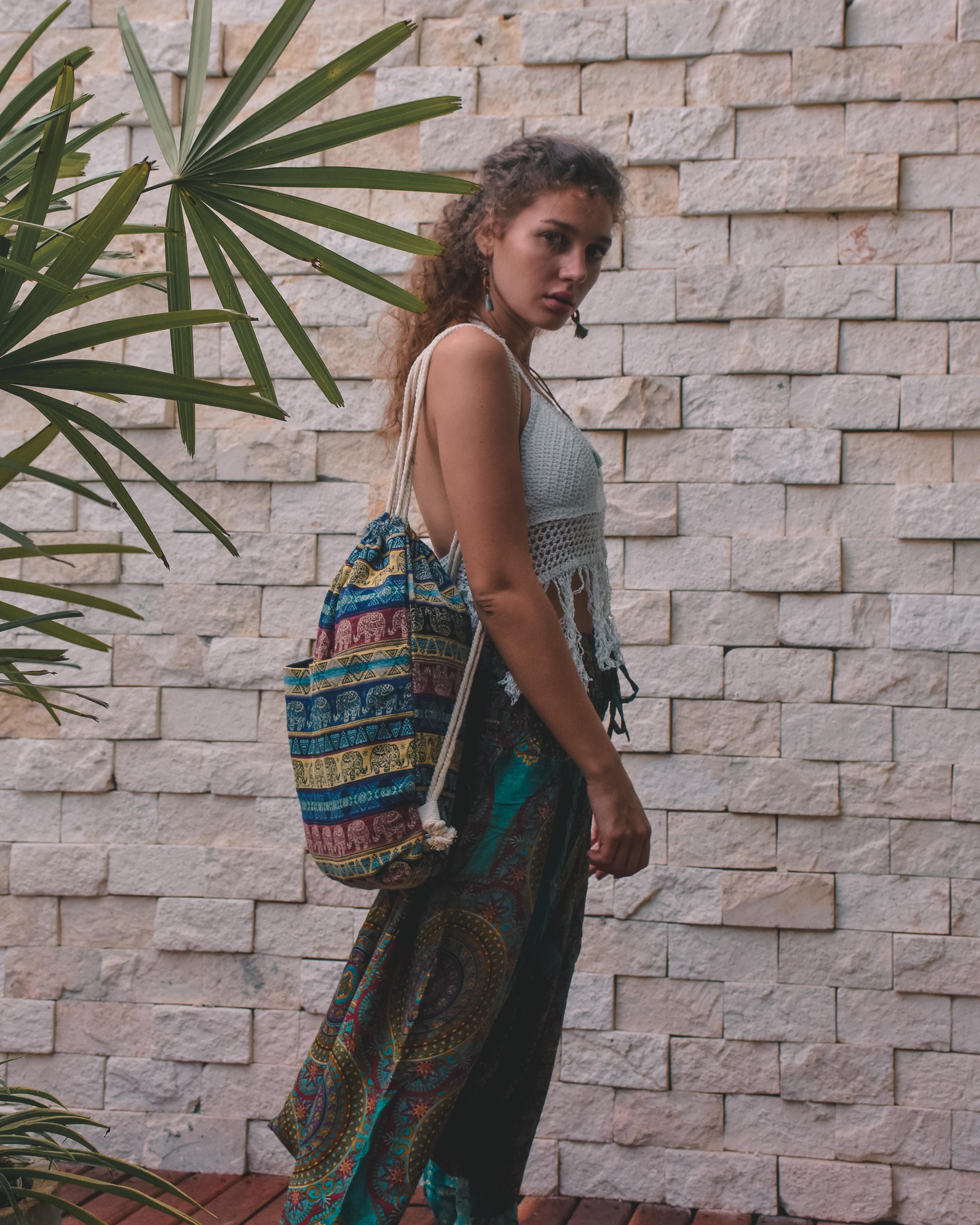 SAVANNA DRAWSTRING BAG Elepanta Travel Bags - Buy Today Elephant Pants Jewelry And Bohemian Clothes Handmade In Thailand Help To Save The Elephants FairTrade And Vegan