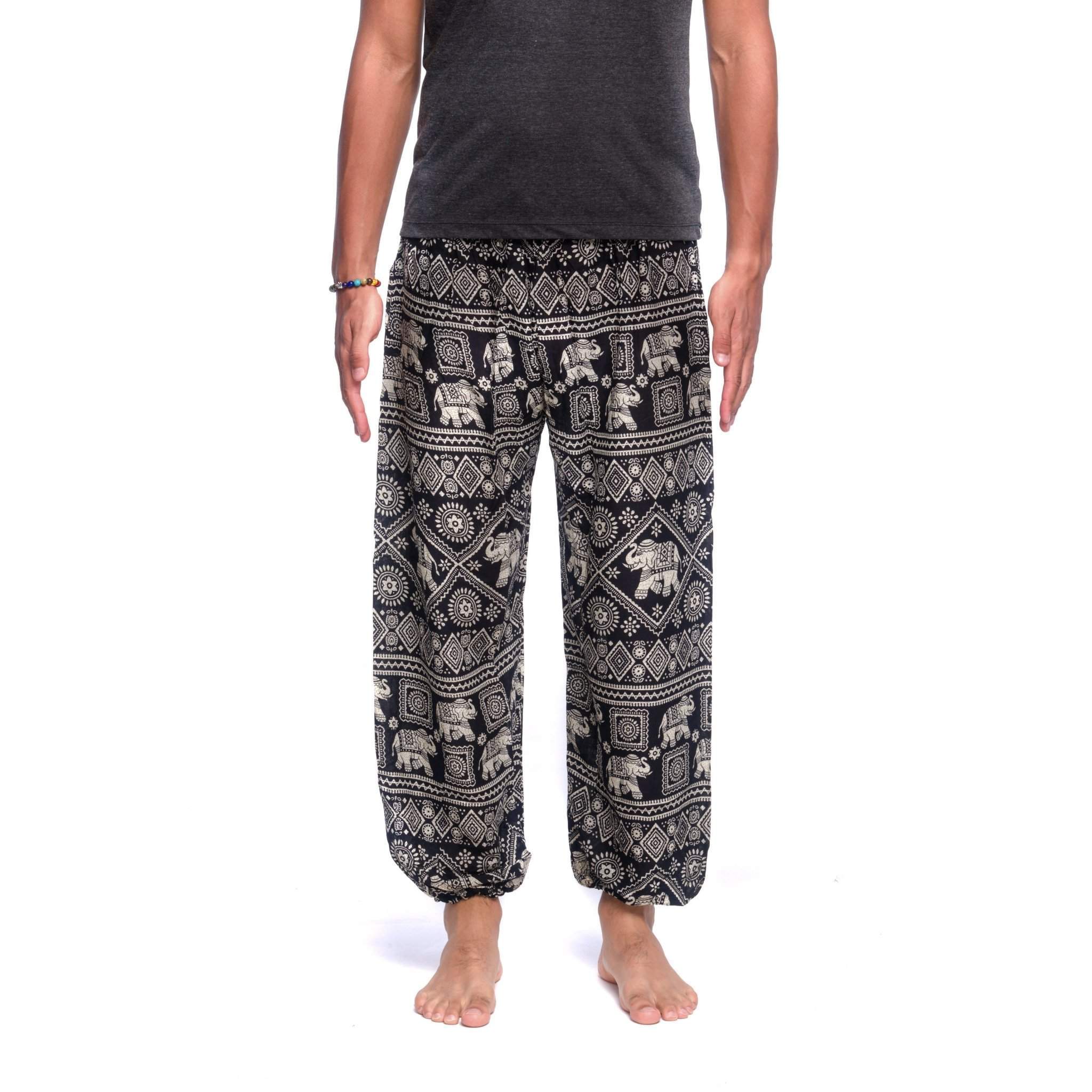 AGRA ELEPHANT PANTS - BLACK Elepanta Harem Pants | Drawstring - Buy Today Elephant Pants Jewelry And Bohemian Clothes Handmade In Thailand Help To Save The Elephants FairTrade And Vegan