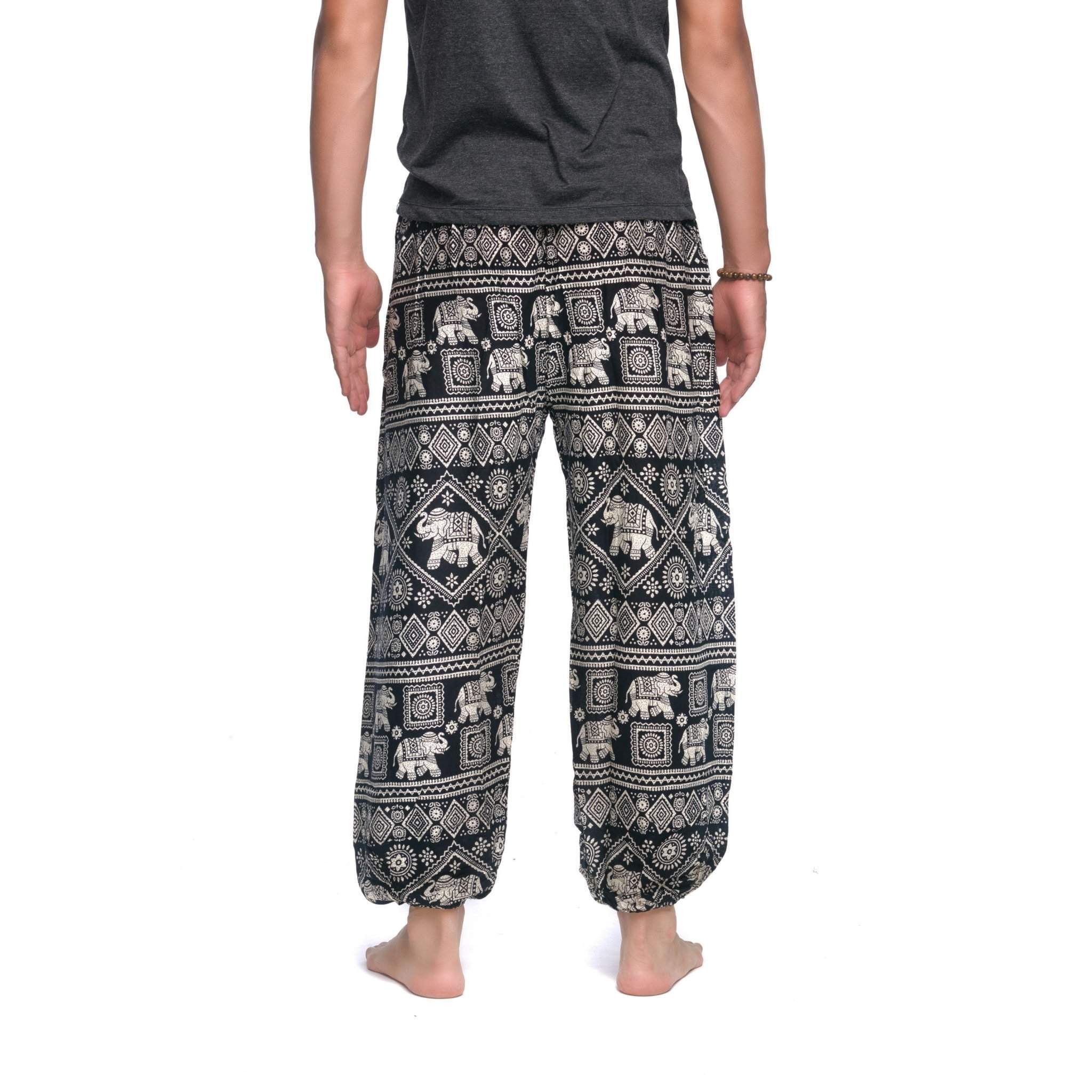 AGRA ELEPHANT PANTS - BLACK Elepanta Harem Pants | Drawstring - Buy Today Elephant Pants Jewelry And Bohemian Clothes Handmade In Thailand Help To Save The Elephants FairTrade And Vegan