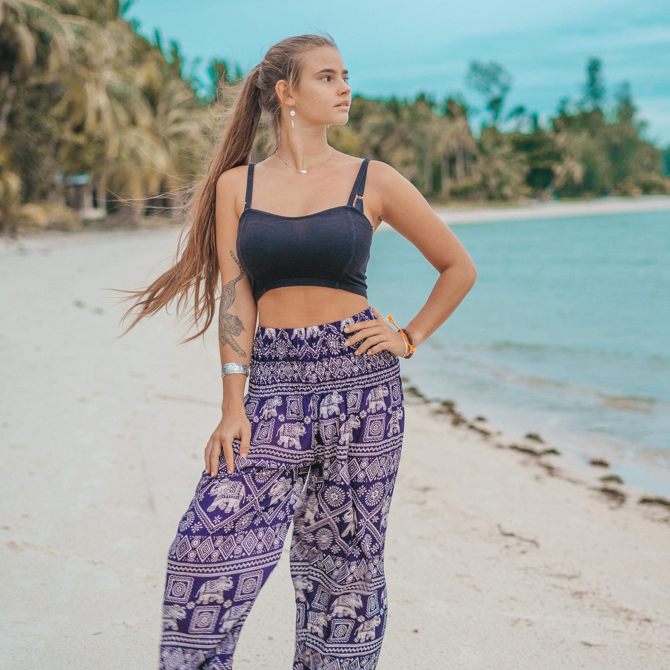 AGRA PANTS - Elastic Waist Elepanta Elastic Waist Pants - Buy Today Elephant Pants Jewelry And Bohemian Clothes Handmade In Thailand Help To Save The Elephants FairTrade And Vegan