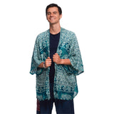 COLOMBO ELEPHANT KIMONO - TEAL Elepanta Beach Kimono | Unisex - Buy Today Elephant Pants Jewelry And Bohemian Clothes Handmade In Thailand Help To Save The Elephants FairTrade And Vegan
