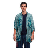 COLOMBO ELEPHANT KIMONO - TEAL Elepanta Beach Kimono | Unisex - Buy Today Elephant Pants Jewelry And Bohemian Clothes Handmade In Thailand Help To Save The Elephants FairTrade And Vegan