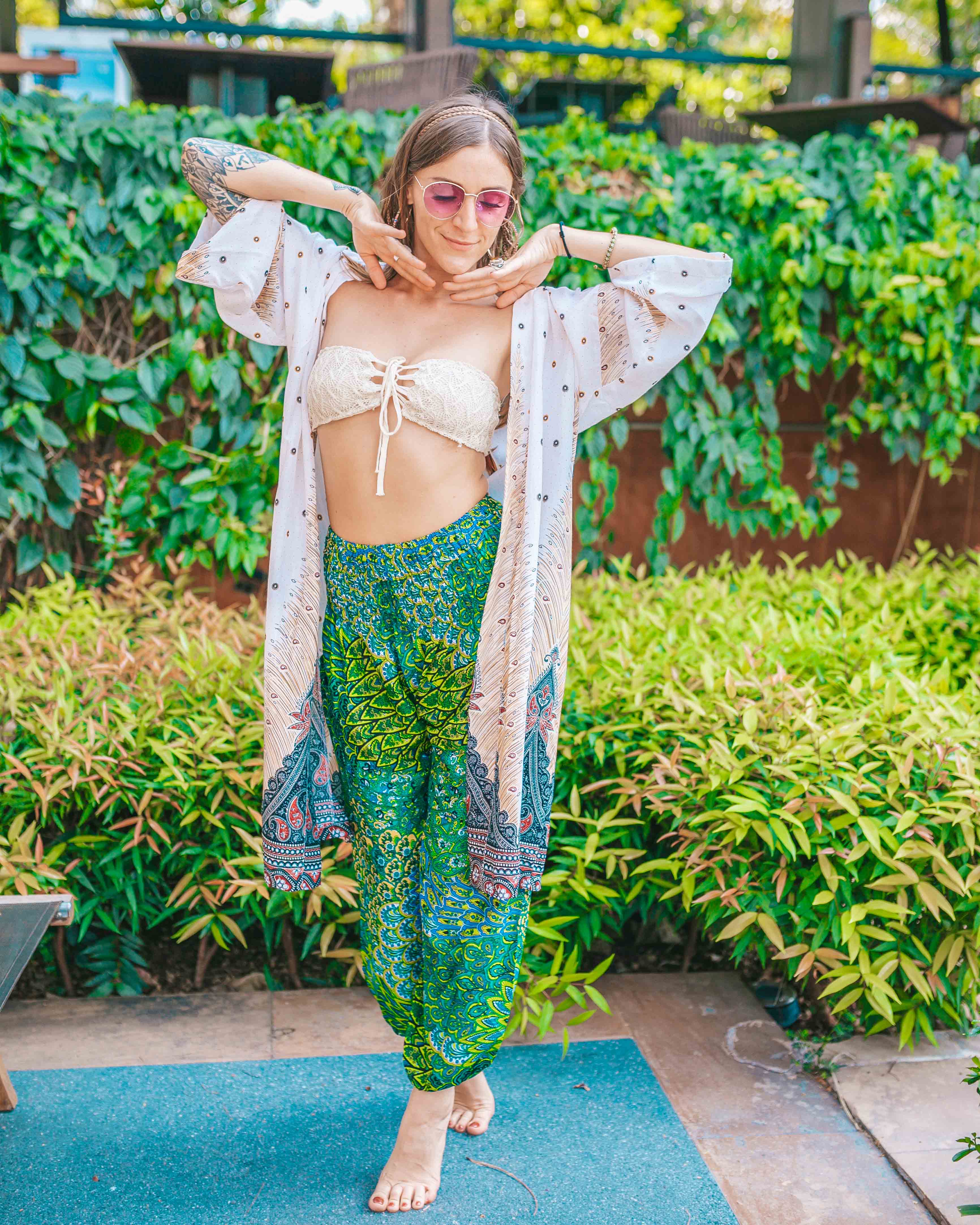 DELHI BOHO PANTS - GREEN Elepanta Elastic Waist | Harem Pants - Buy Today Elephant Pants Jewelry And Bohemian Clothes Handmade In Thailand Help To Save The Elephants FairTrade And Vegan