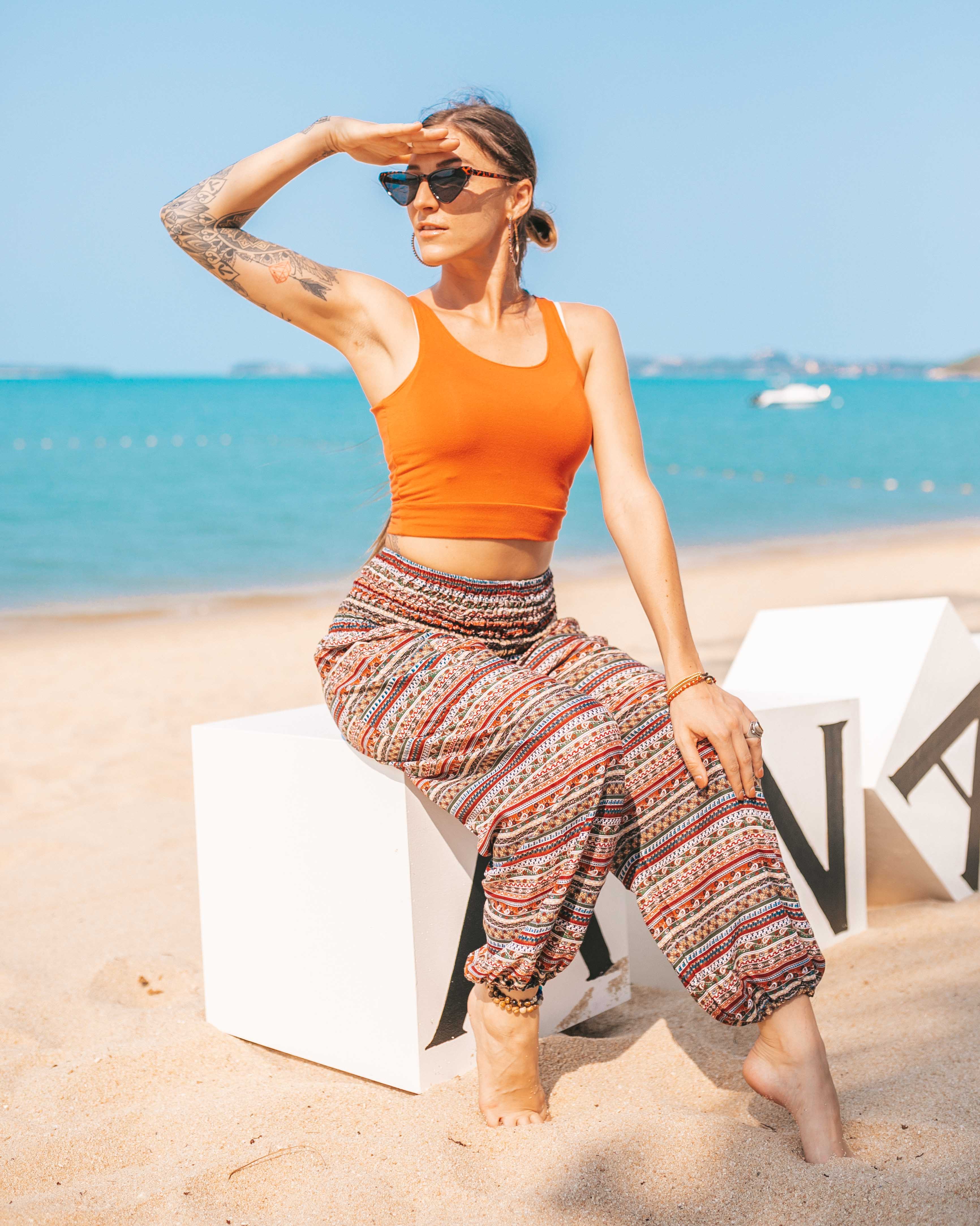 JAKARTA BOHO PANTS - GREEN Elepanta Elastic Waist | Harem Pants - Buy Today Elephant Pants Jewelry And Bohemian Clothes Handmade In Thailand Help To Save The Elephants FairTrade And Vegan