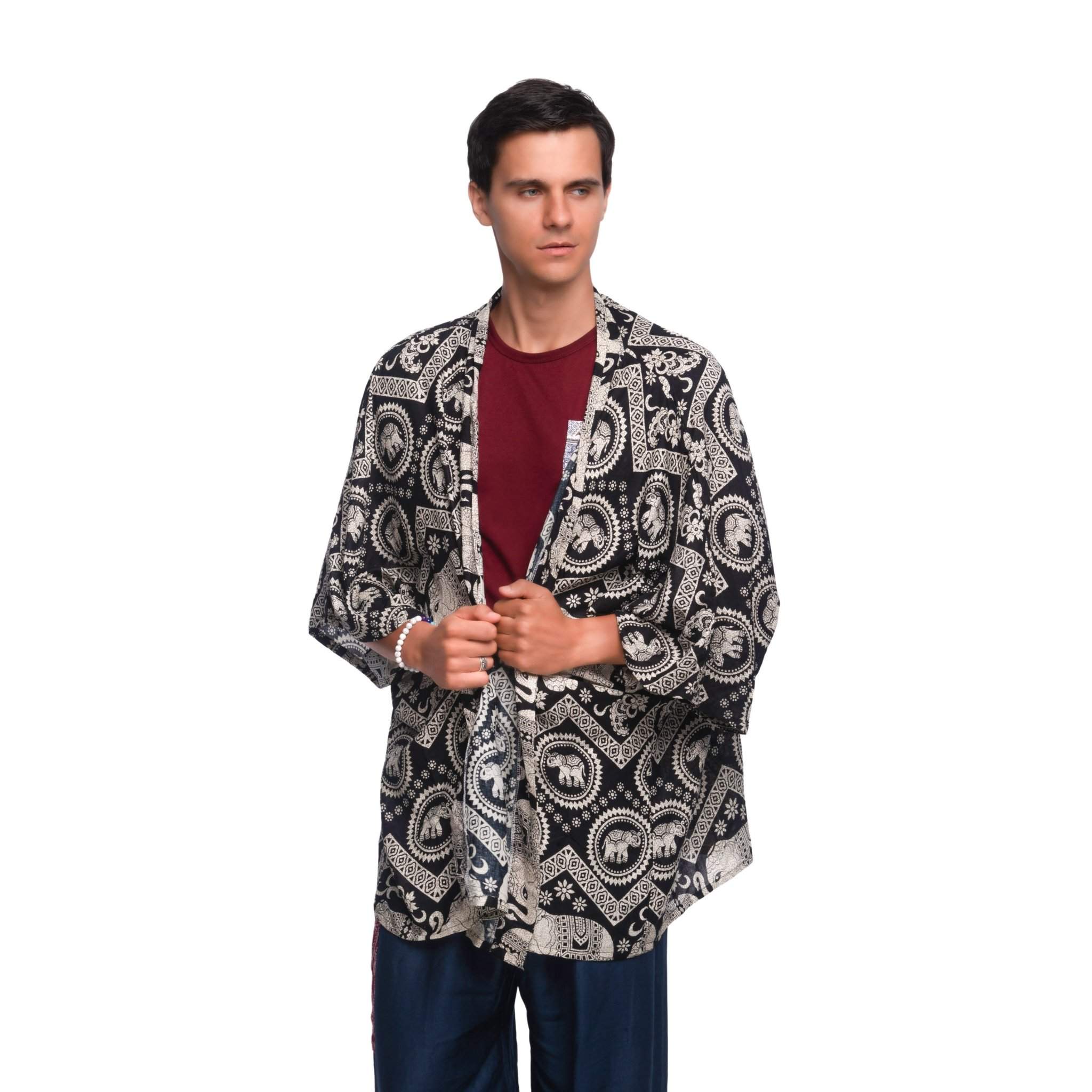 KRABI ELEPHANT KIMONO Elepanta Beach Kimono | Unisex - Buy Today Elephant Pants Jewelry And Bohemian Clothes Handmade In Thailand Help To Save The Elephants FairTrade And Vegan