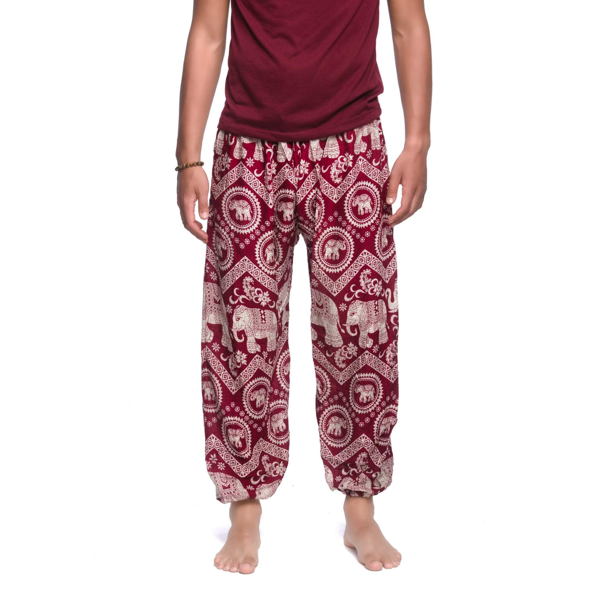 KRABI ELEPHANT PANTS - RED Elepanta Harem Pants | Elastic Waist - Buy Today Elephant Pants Jewelry And Bohemian Clothes Handmade In Thailand Help To Save The Elephants FairTrade And Vegan