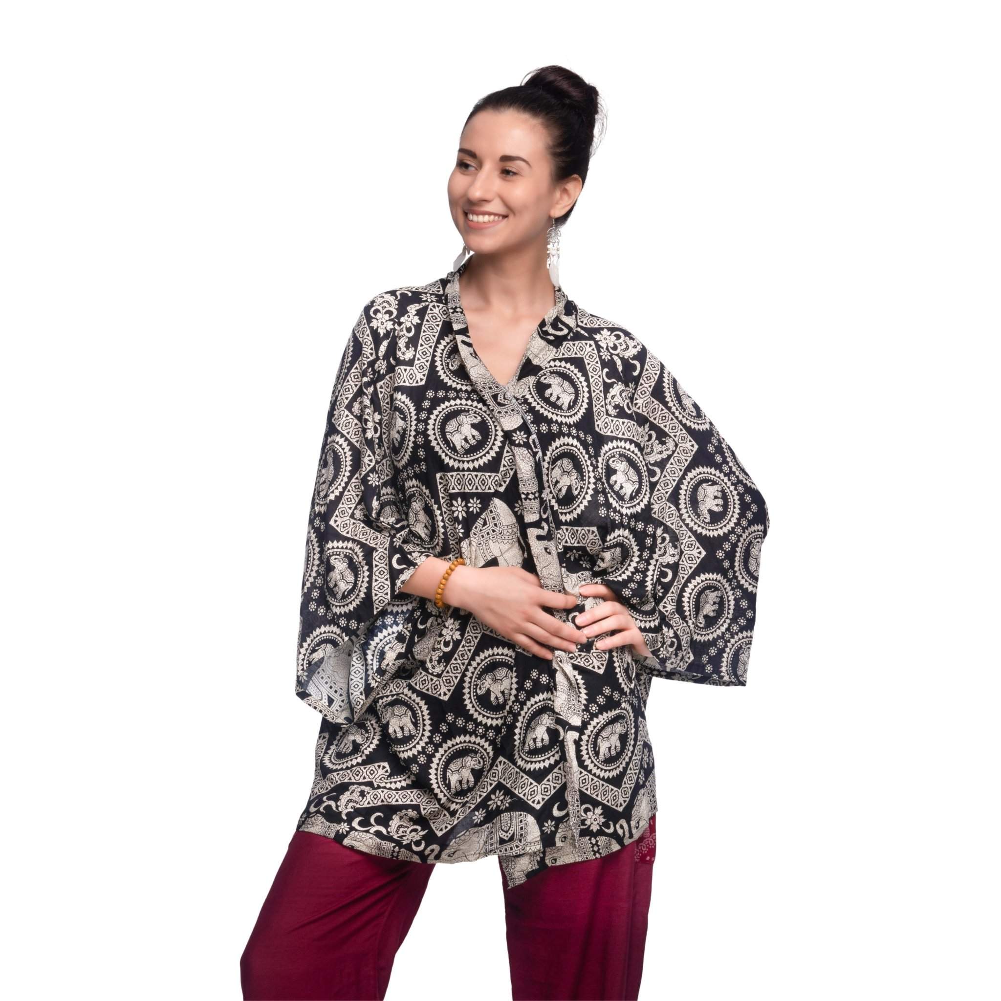 Krabi Kimono Elepanta Women's Kimono - Buy Today Elephant Pants Jewelry And Bohemian Clothes Handmade In Thailand Help To Save The Elephants FairTrade And Vegan