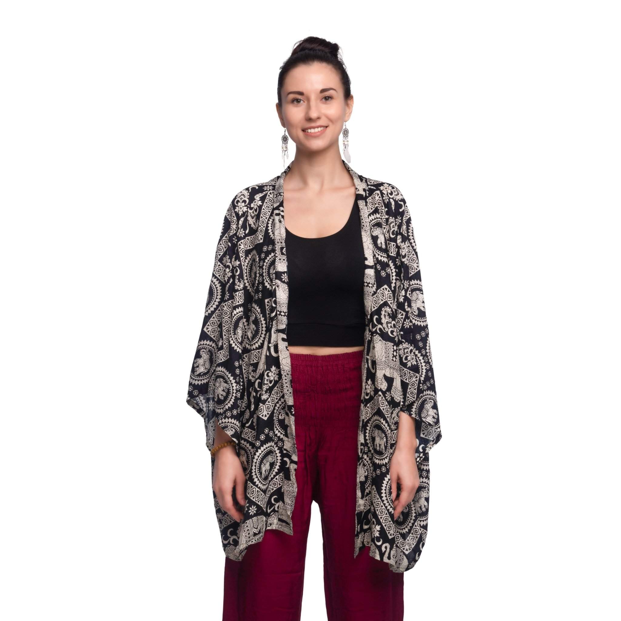 Krabi Kimono Elepanta Women's Kimono - Buy Today Elephant Pants Jewelry And Bohemian Clothes Handmade In Thailand Help To Save The Elephants FairTrade And Vegan