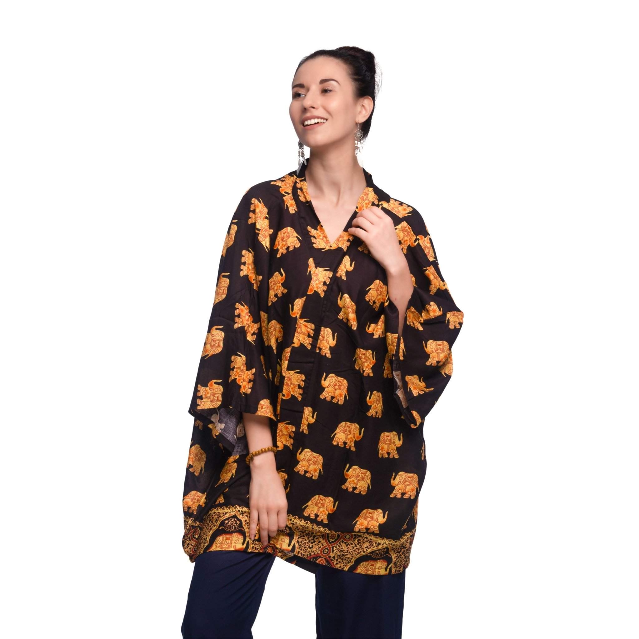 SAVANNA ELEPHANT KIMONO Elepanta Beach Kimono | Unisex - Buy Today Elephant Pants Jewelry And Bohemian Clothes Handmade In Thailand Help To Save The Elephants FairTrade And Vegan