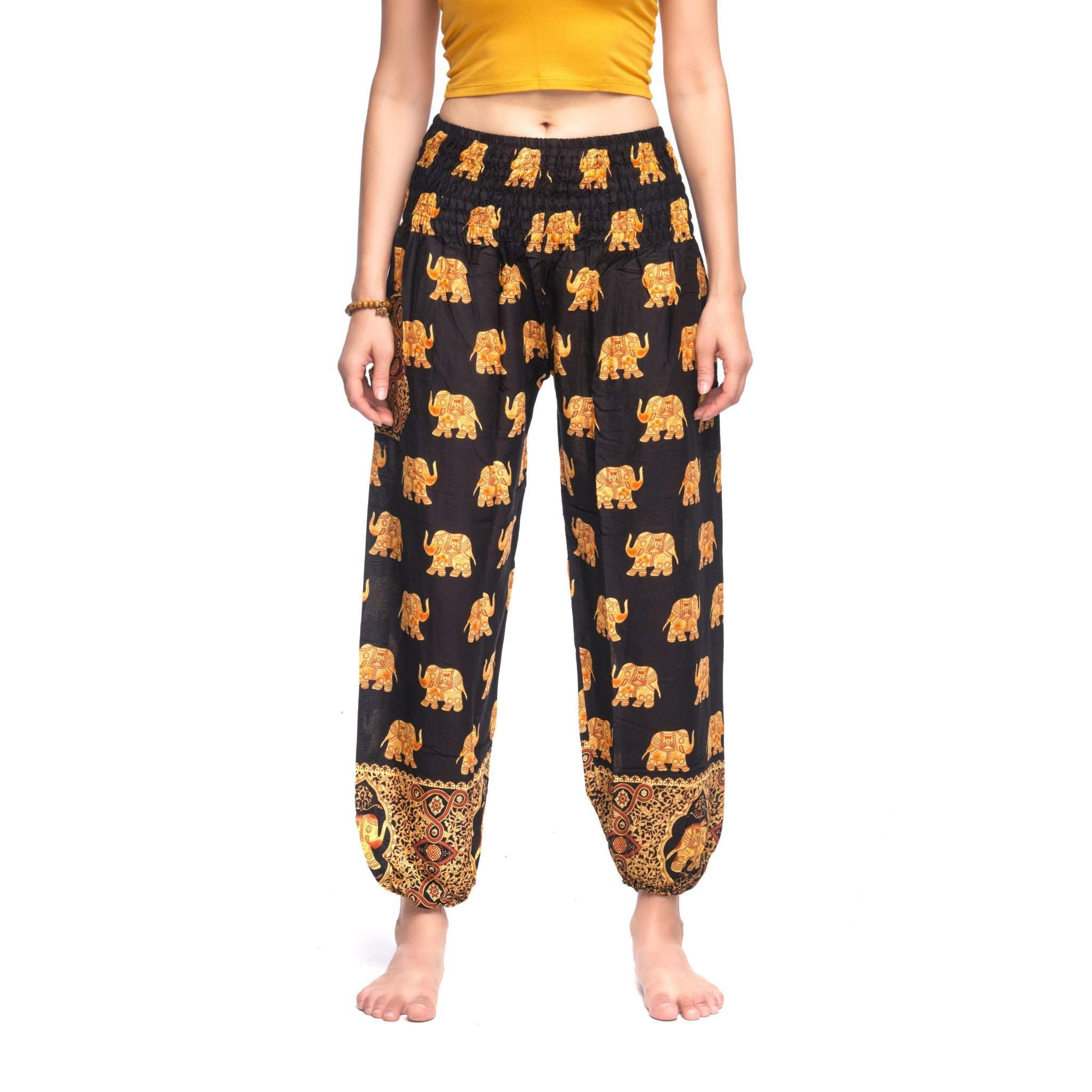 SAVANNA ELEPHANT PANTS - BLACK Elepanta Women's Pants - Buy Today Elephant Pants Jewelry And Bohemian Clothes Handmade In Thailand Help To Save The Elephants FairTrade And Vegan