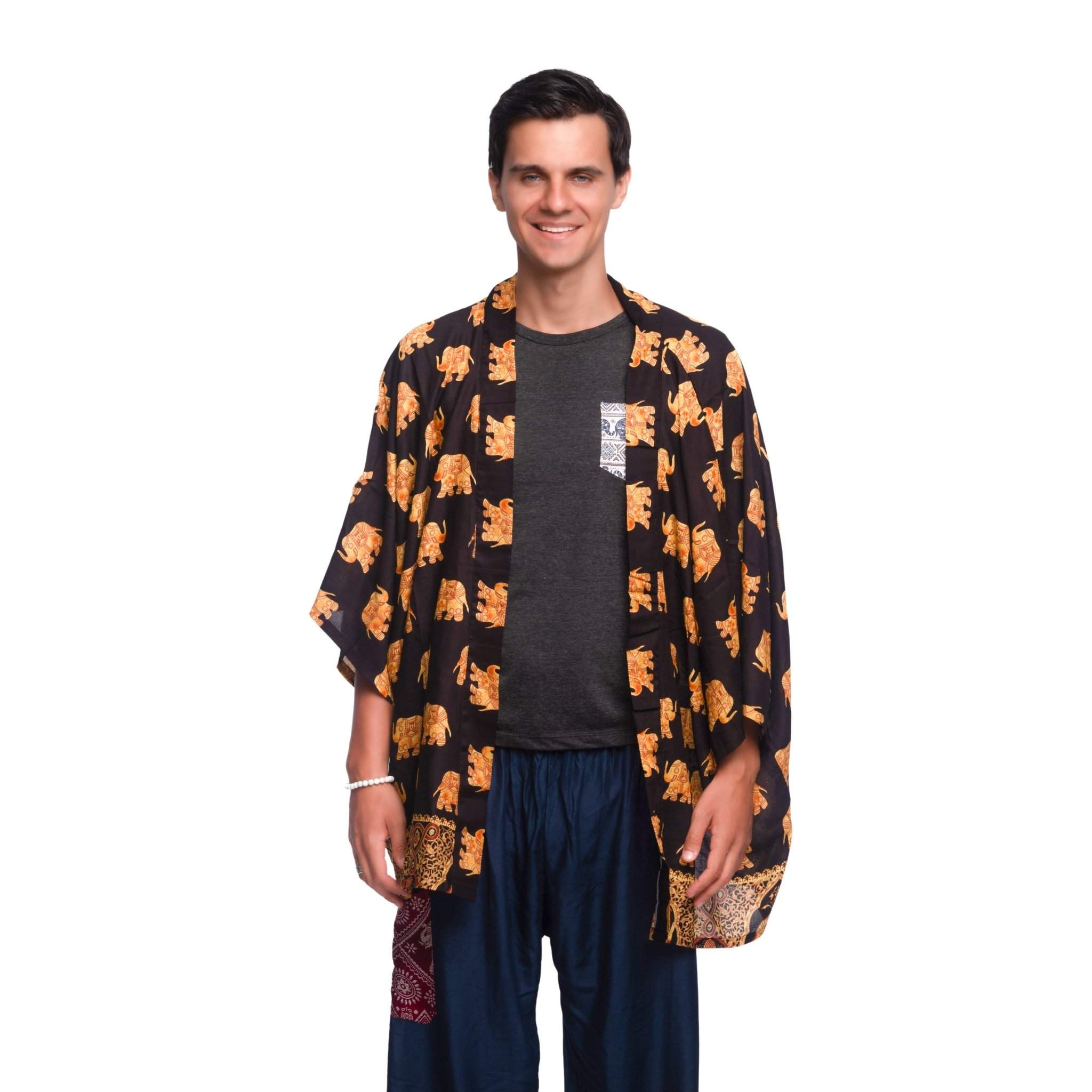 Savanna Kimono Elepanta Men's Kimonos - Buy Today Elephant Pants Jewelry And Bohemian Clothes Handmade In Thailand Help To Save The Elephants FairTrade And Vegan