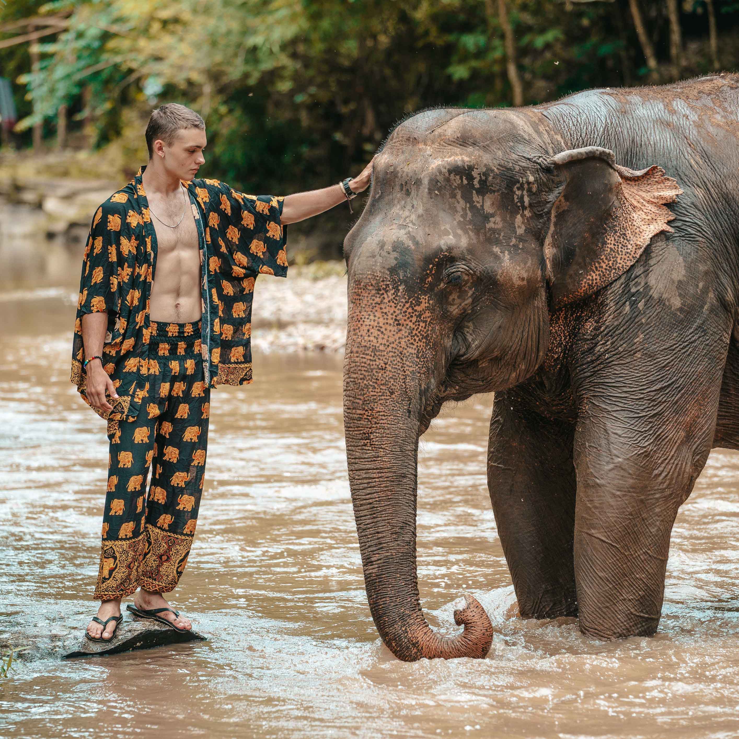 Savanna Kimono Elepanta Men's Kimonos - Buy Today Elephant Pants Jewelry And Bohemian Clothes Handmade In Thailand Help To Save The Elephants FairTrade And Vegan