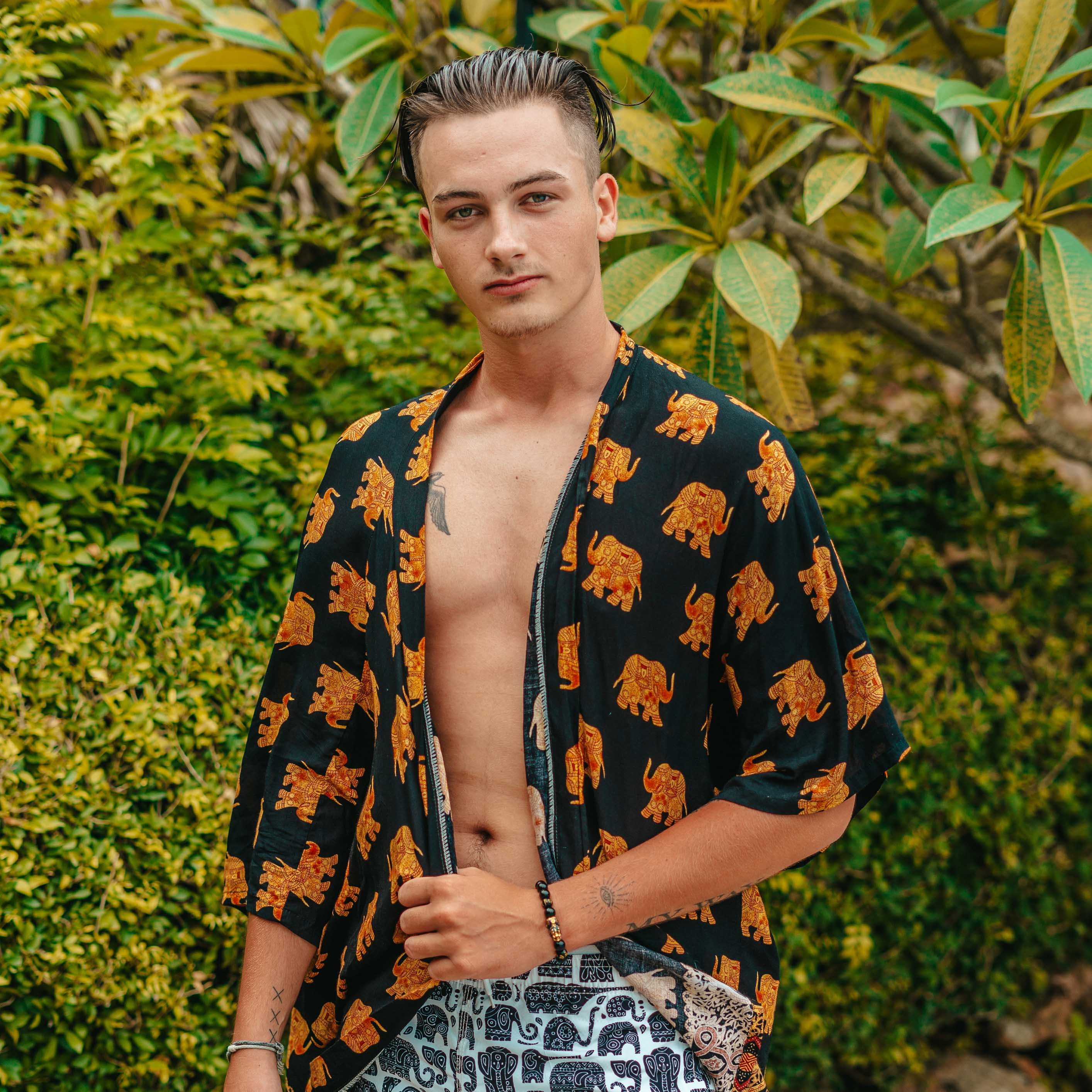 Savanna Kimono Elepanta Men's Kimonos - Buy Today Elephant Pants Jewelry And Bohemian Clothes Handmade In Thailand Help To Save The Elephants FairTrade And Vegan