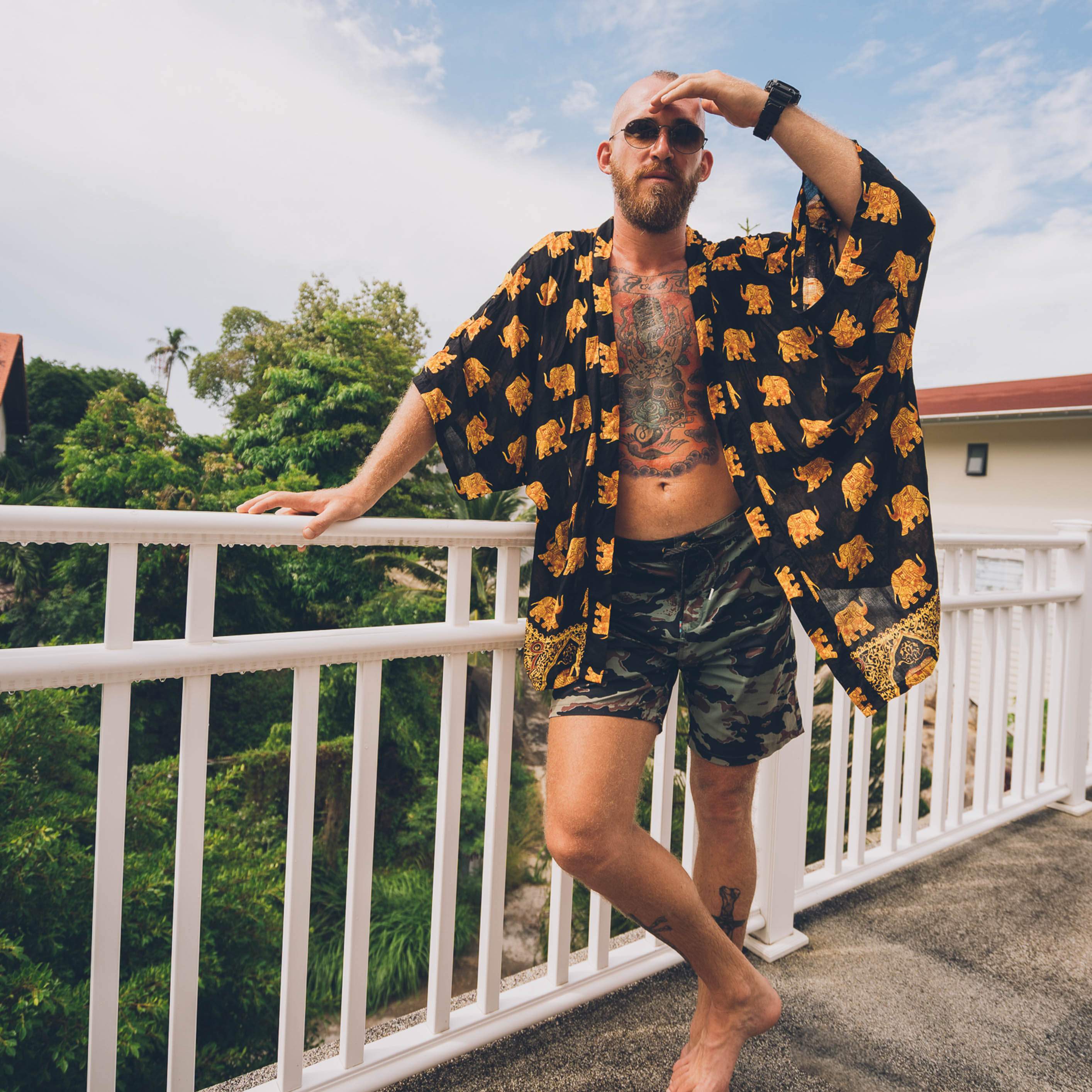 Savanna Kimono Elepanta Men's Kimonos - Buy Today Elephant Pants Jewelry And Bohemian Clothes Handmade In Thailand Help To Save The Elephants FairTrade And Vegan