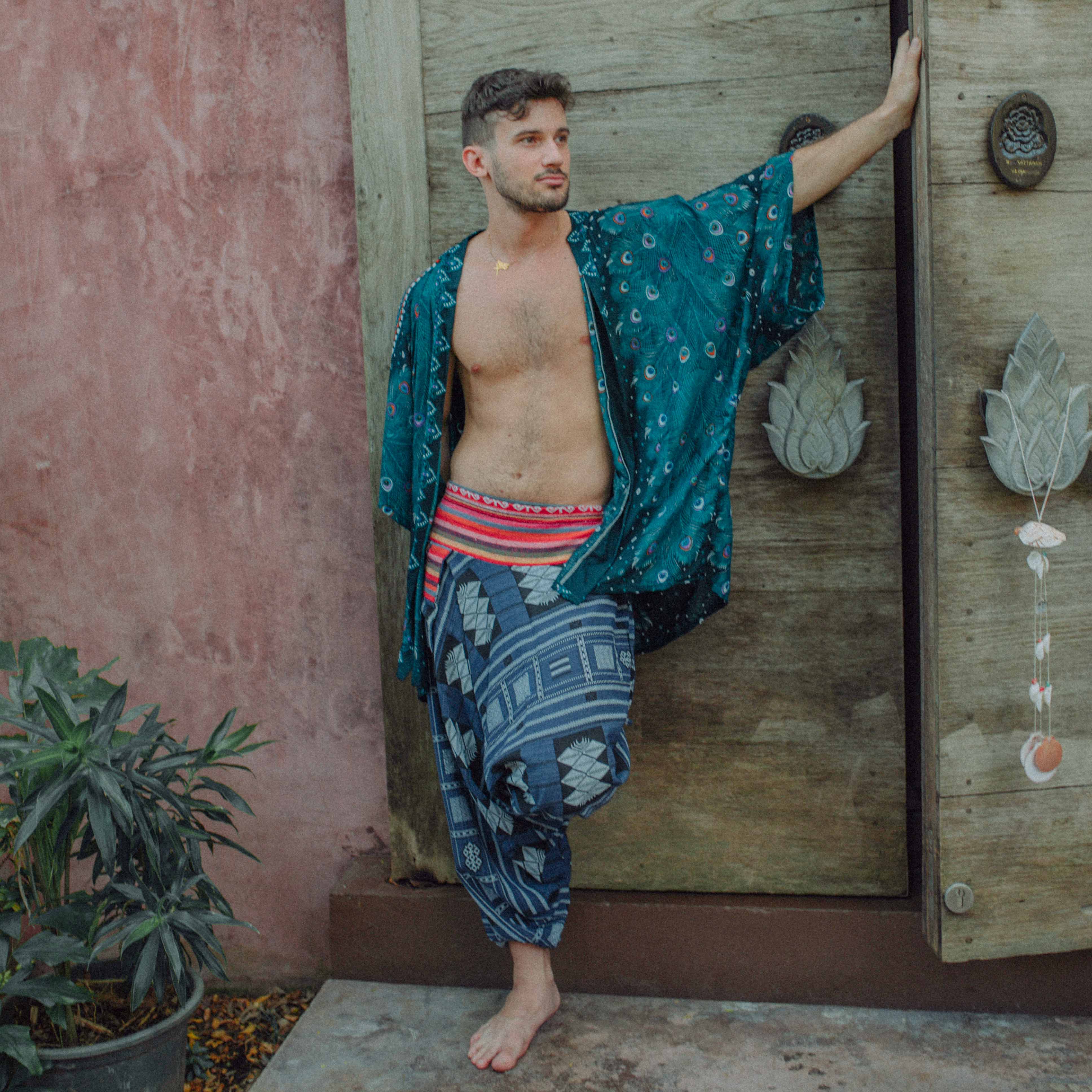 THAI TRIBAL PANTS - BLUE Elepanta Tribal | Hippie Pants - Buy Today Elephant Pants Jewelry And Bohemian Clothes Handmade In Thailand Help To Save The Elephants FairTrade And Vegan