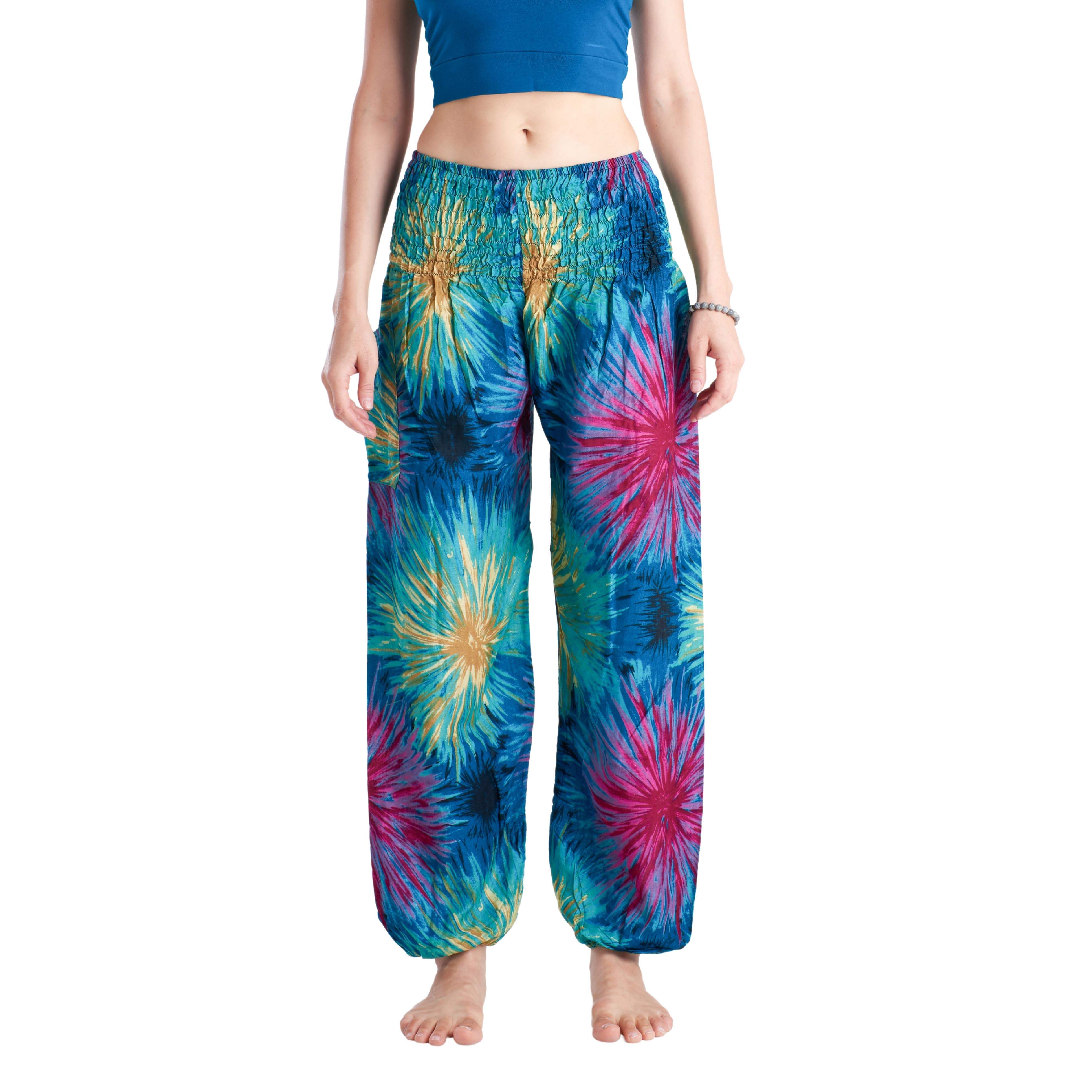 TIE DYE PANTS - BLUE Elepanta Harem Pants | Elastic Waist - Buy Today Elephant Pants Jewelry And Bohemian Clothes Handmade In Thailand Help To Save The Elephants FairTrade And Vegan
