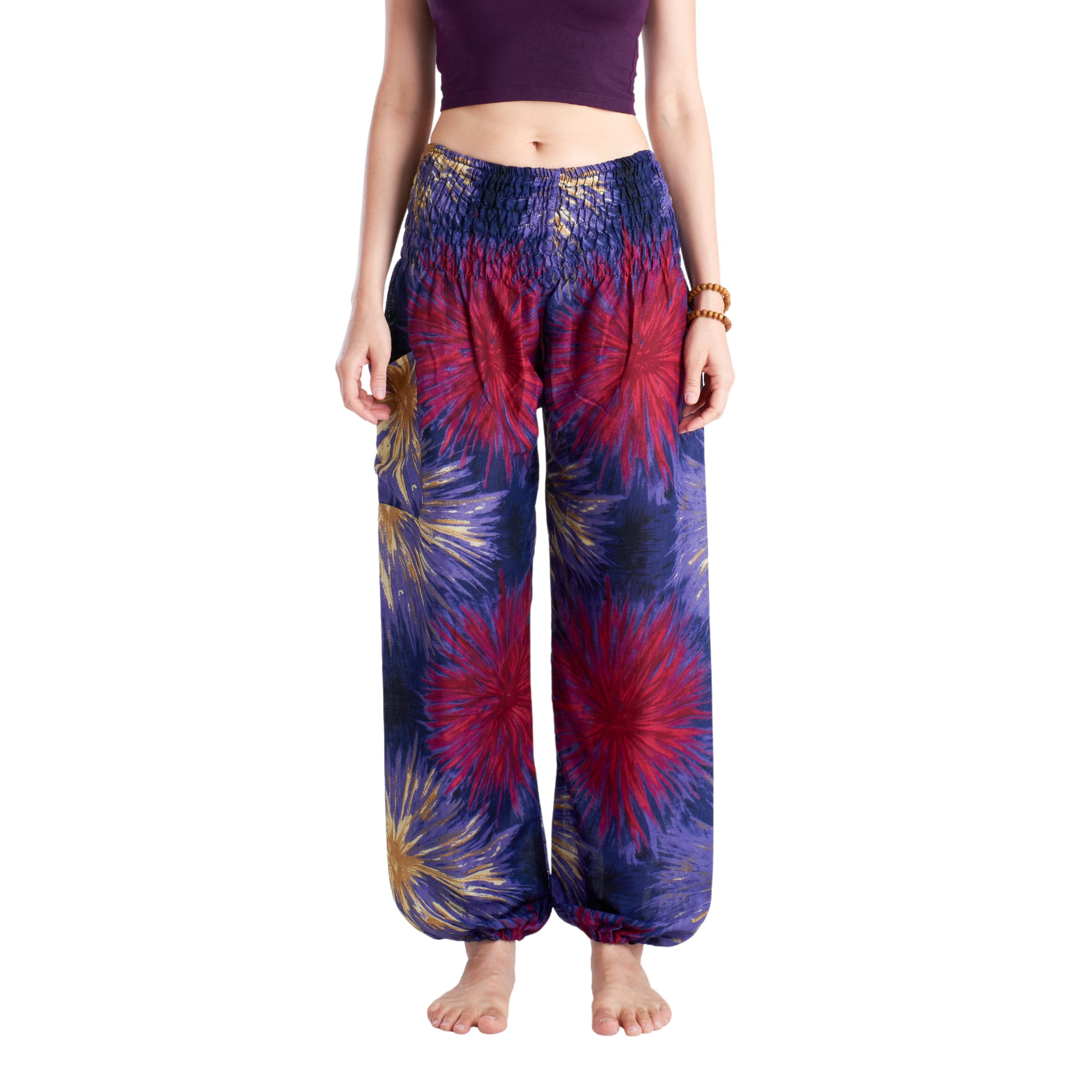 TIE DYE PANTS - PURPLE Elepanta Harem Pants | Elastic Waist - Buy Today Elephant Pants Jewelry And Bohemian Clothes Handmade In Thailand Help To Save The Elephants FairTrade And Vegan