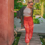 TIE DYE PANTS - RED Elepanta Elastic Waist | Harem Pants - Buy Today Elephant Pants Jewelry And Bohemian Clothes Handmade In Thailand Help To Save The Elephants FairTrade And Vegan