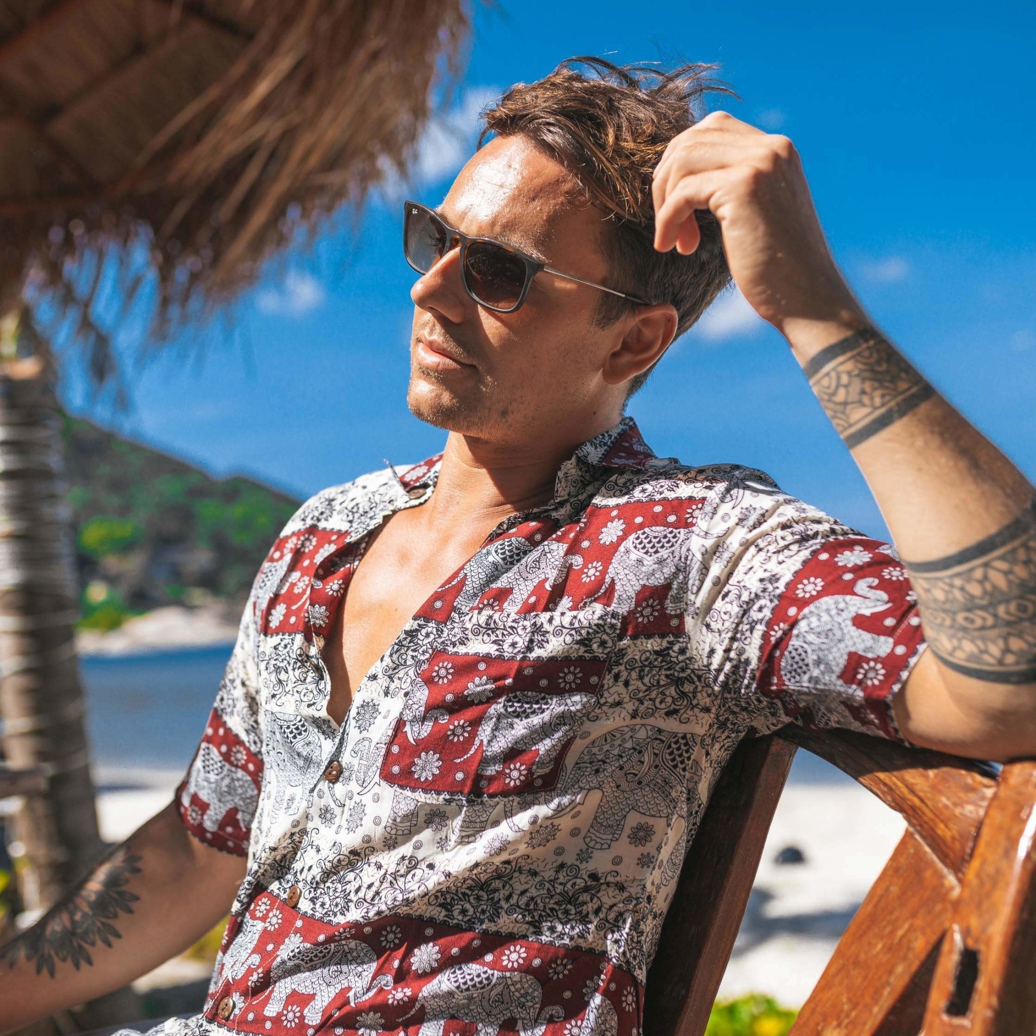 MALI HAWAIAN SHIRT Elepanta Men's Shirts - Buy Today Elephant Pants Jewelry And Bohemian Clothes Handmade In Thailand Help To Save The Elephants FairTrade And Vegan