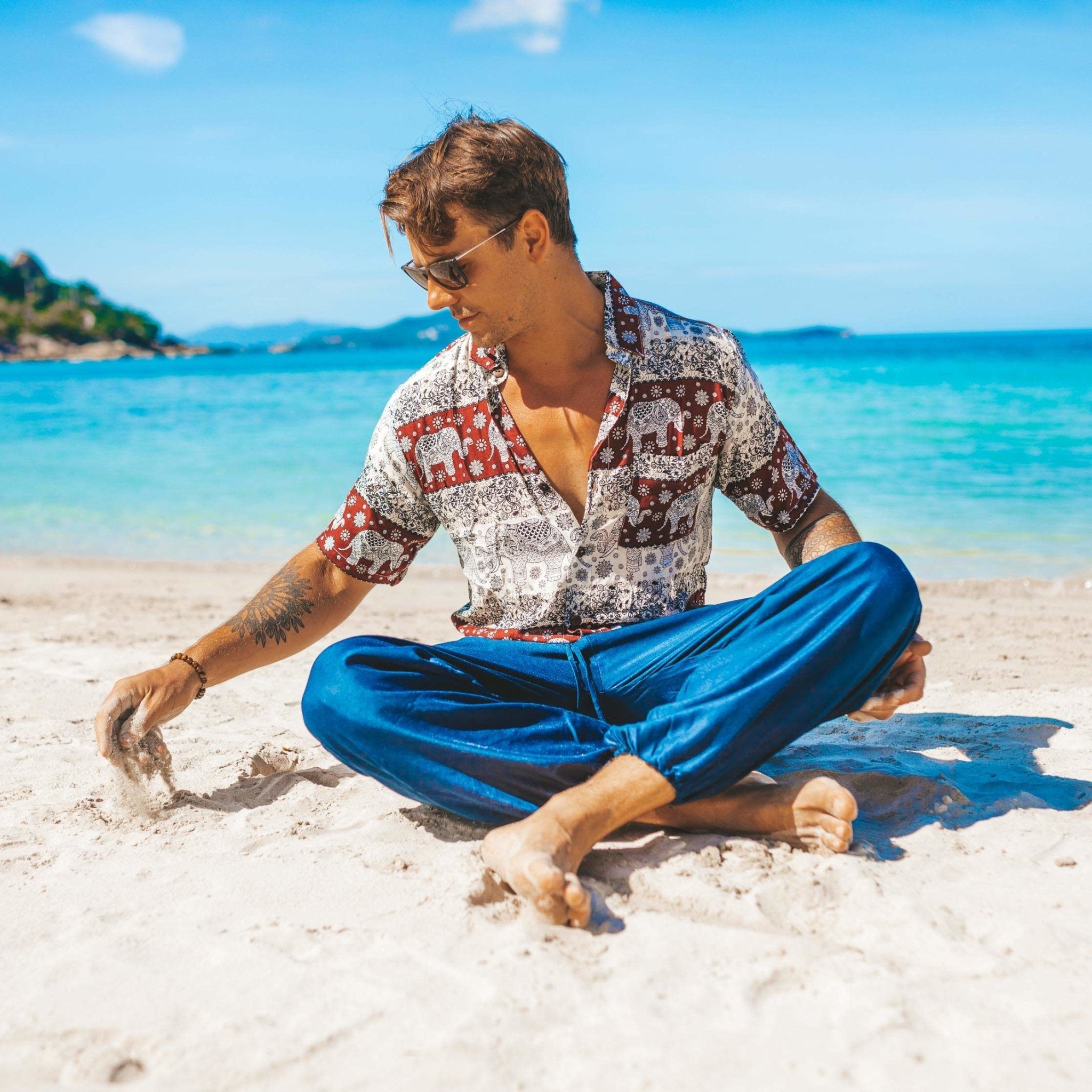 MALI HAWAIAN SHIRT Elepanta Men's Shirts - Buy Today Elephant Pants Jewelry And Bohemian Clothes Handmade In Thailand Help To Save The Elephants FairTrade And Vegan