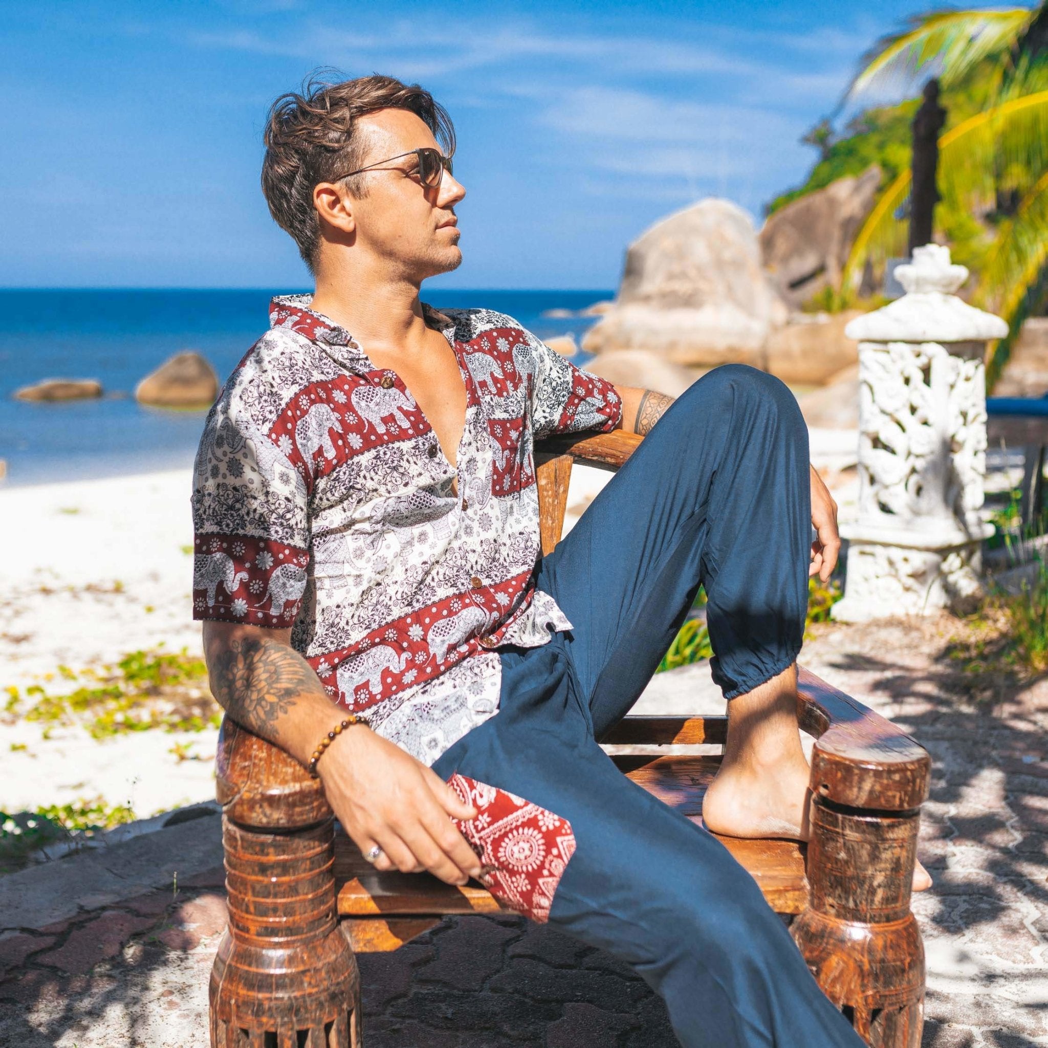MALI HAWAIAN SHIRT Elepanta Men's Shirts - Buy Today Elephant Pants Jewelry And Bohemian Clothes Handmade In Thailand Help To Save The Elephants FairTrade And Vegan