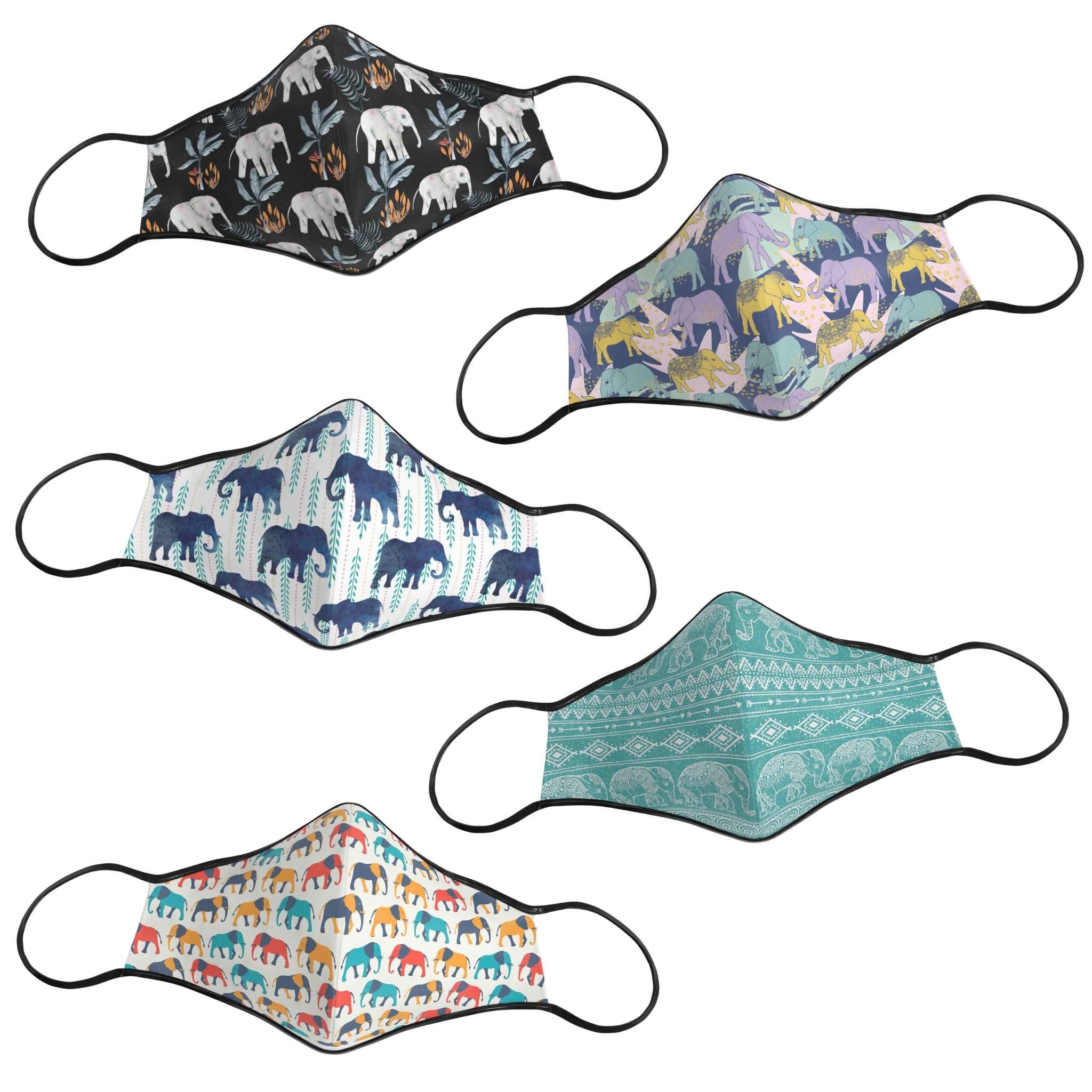 FACE MASK - 5 Pieces Set Elepanta Face Masks - Buy Today Elephant Pants Jewelry And Bohemian Clothes Handmade In Thailand Help To Save The Elephants FairTrade And Vegan