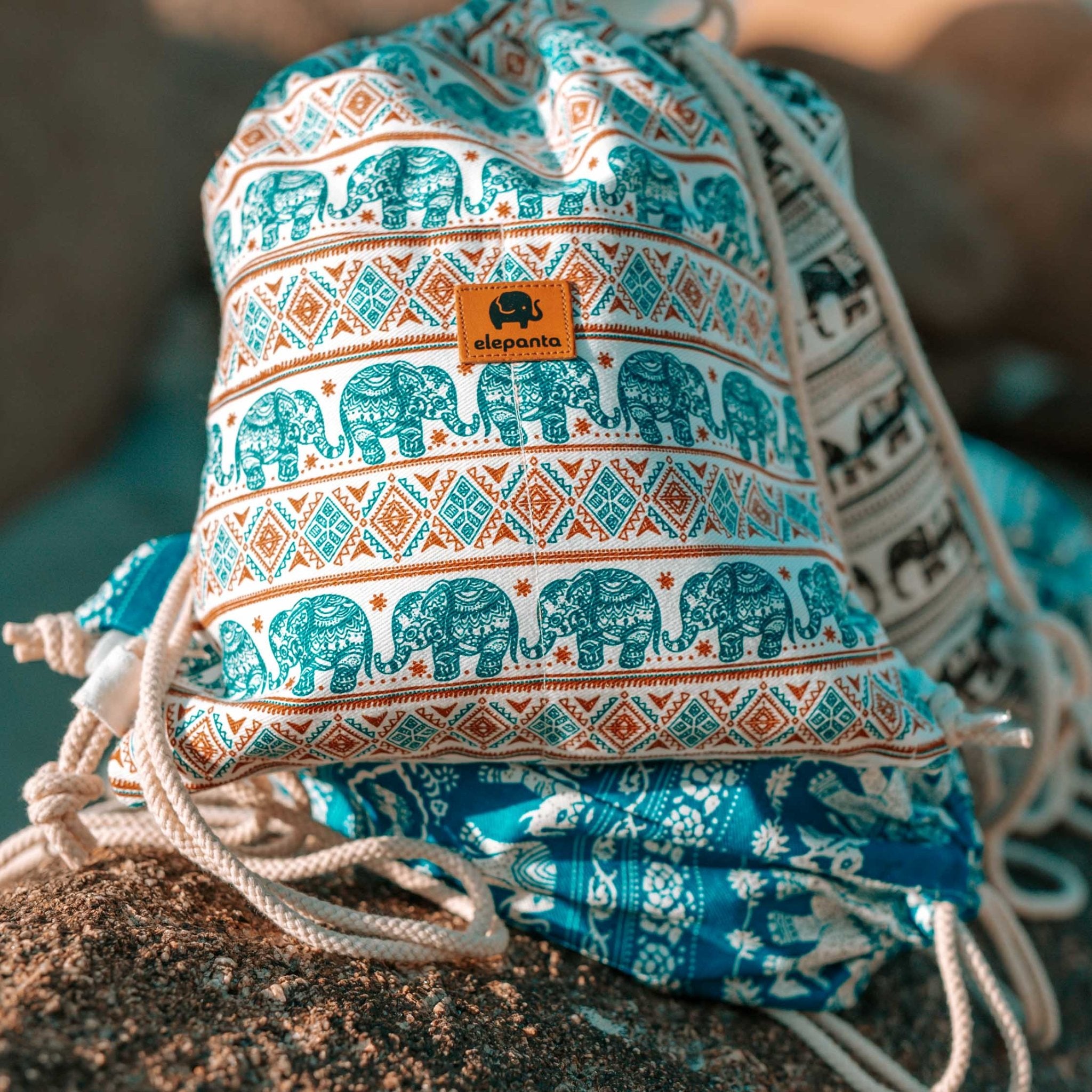 ANGKOR DRAWSTRING BACKPACK Elepanta Backpacks - Buy Today Elephant Pants Jewelry And Bohemian Clothes Handmade In Thailand Help To Save The Elephants FairTrade And Vegan