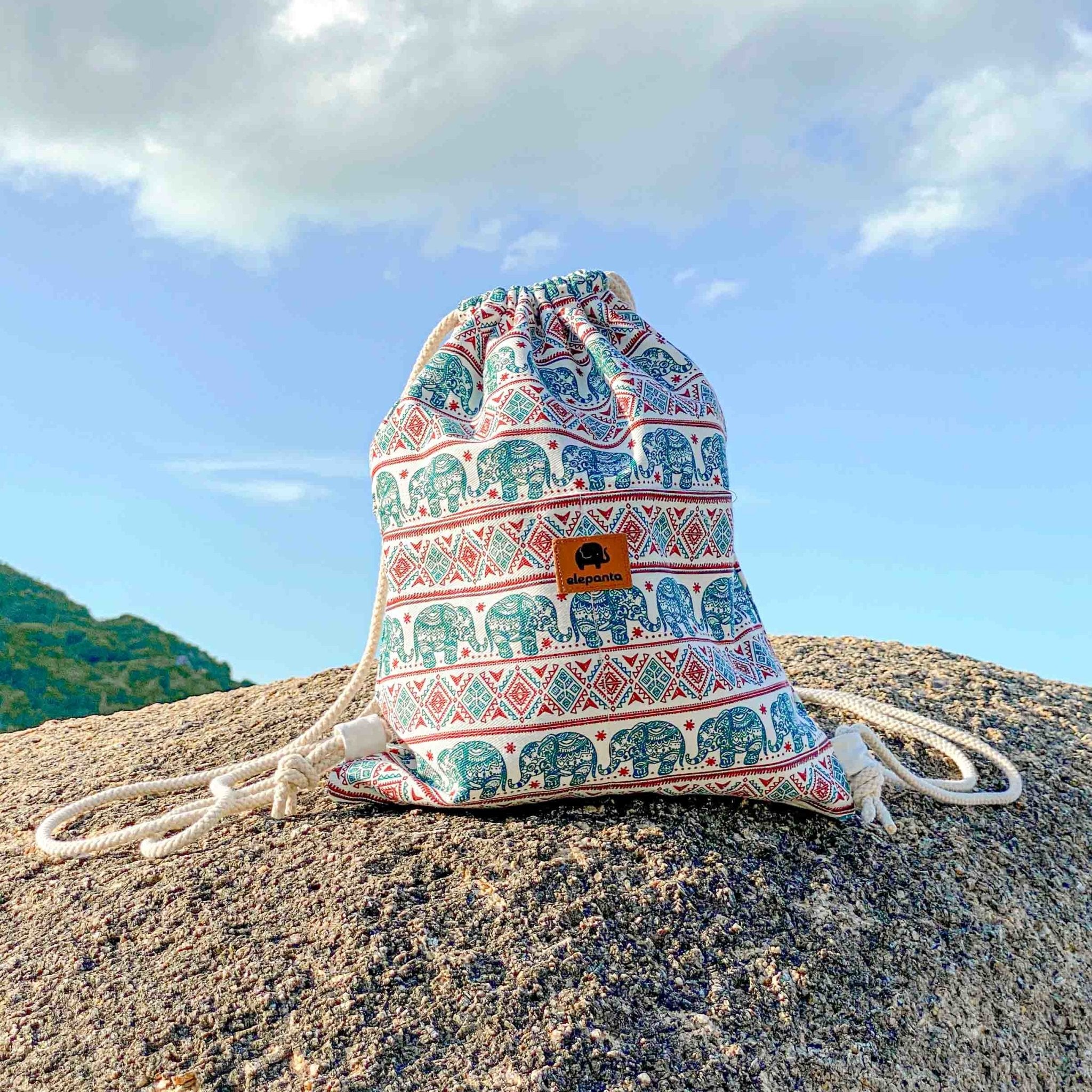 ANGKOR DRAWSTRING BACKPACK Elepanta Backpacks - Buy Today Elephant Pants Jewelry And Bohemian Clothes Handmade In Thailand Help To Save The Elephants FairTrade And Vegan