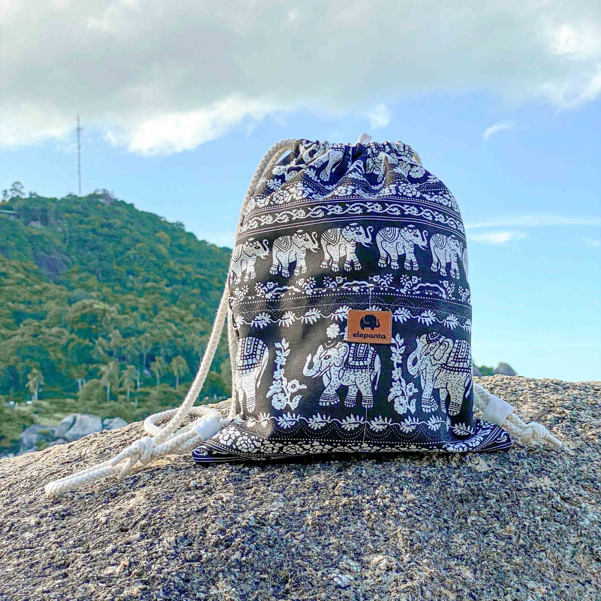 KRABI DRAWSTRING BACKPACK Elepanta Backpacks - Buy Today Elephant Pants Jewelry And Bohemian Clothes Handmade In Thailand Help To Save The Elephants FairTrade And Vegan