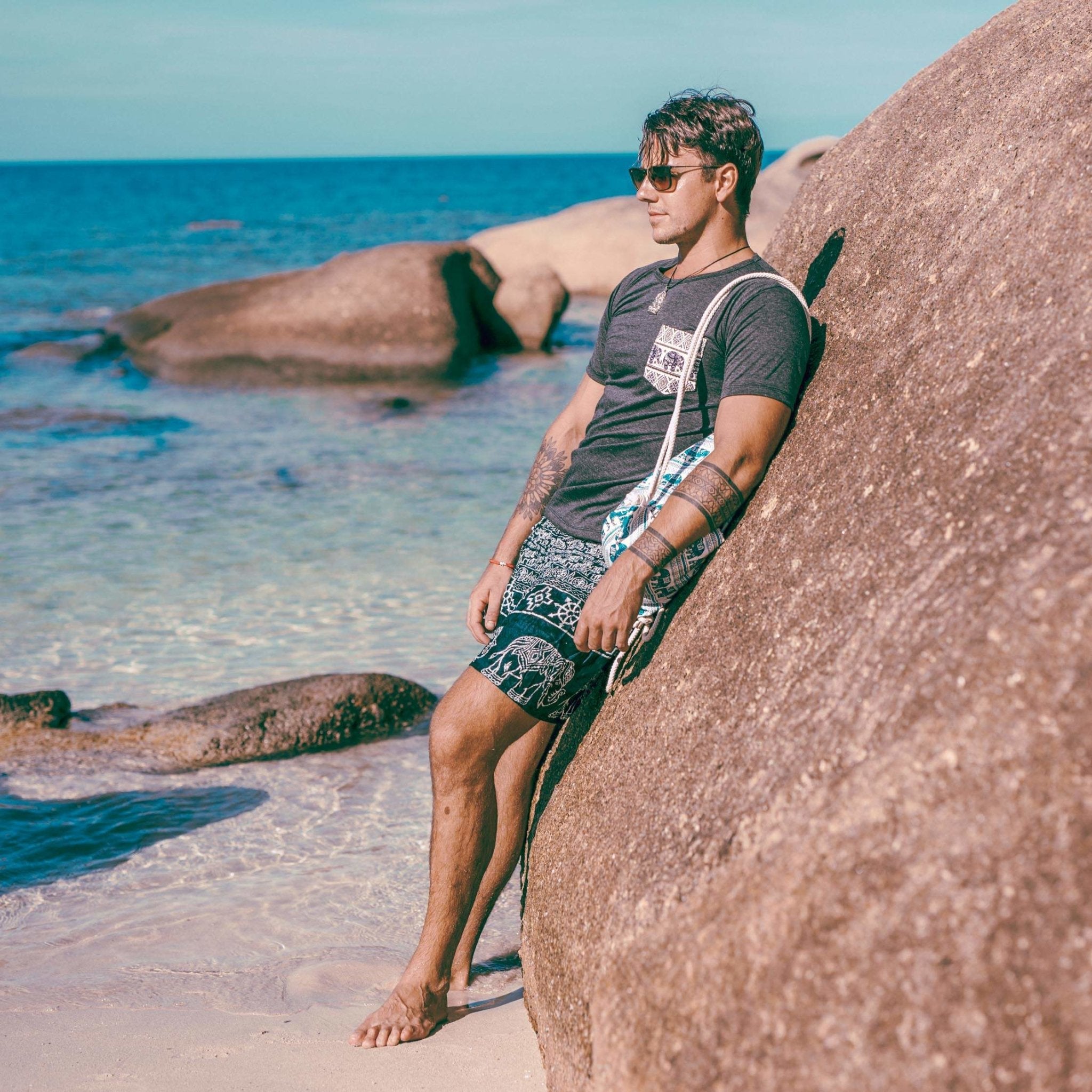 COLOMBO MEN'S SHORTS Elepanta Men's Shorts - Buy Today Elephant Pants Jewelry And Bohemian Clothes Handmade In Thailand Help To Save The Elephants FairTrade And Vegan